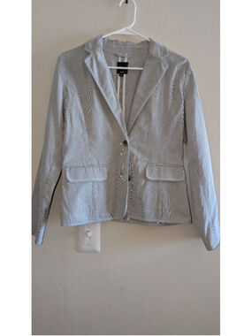 Gap Striped Blazer Size 2 White Navy, womens